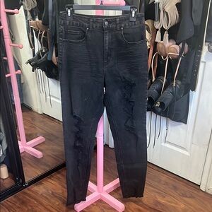 Distressed Black Denim Jeans